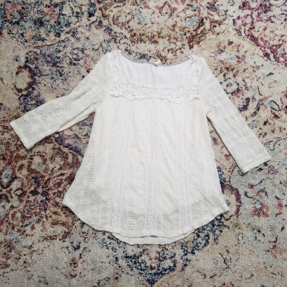 Anthropologie Meadow Rue Crochet Stretch Lace Blouse Top Size Medium